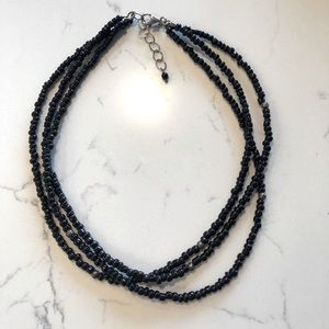 Sapota Black and Sterling Silver Beaded Necklace